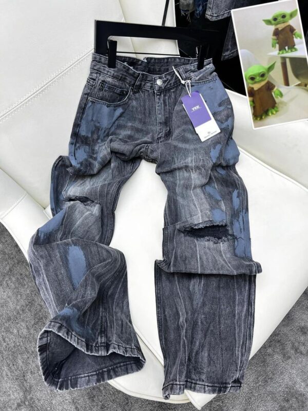 Jeans Men High Street Style Goth Retro Patchwork Frayed Spring Harajuku Denim Trousers(FREE DELIVERY)