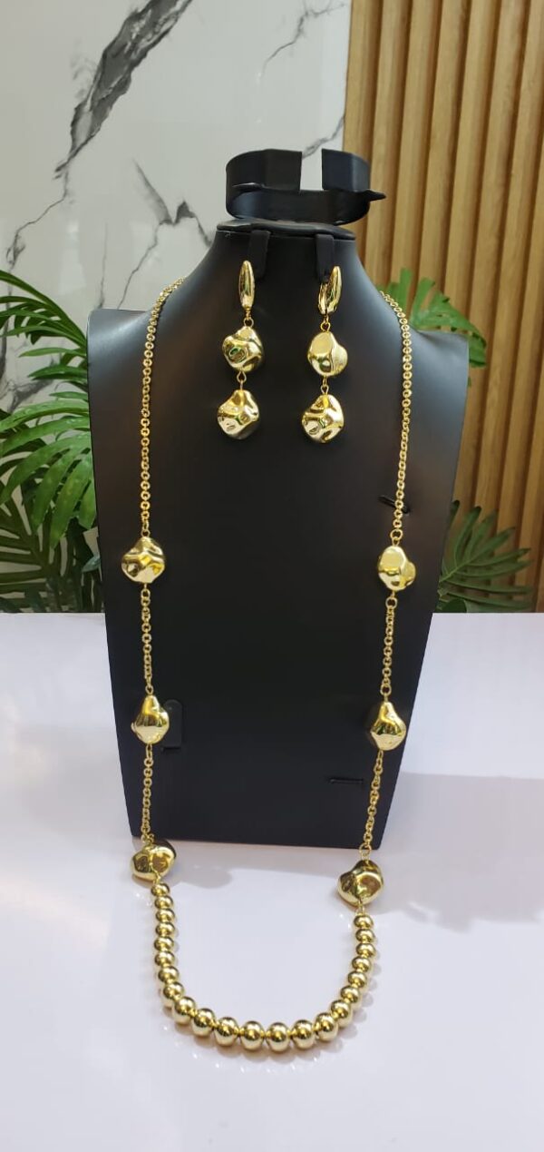 Long Necklace for Women Trendy Jewelry Accessory Statement Necklace Personality Waist Chain Copper Round Bead Zircon Earring Collar(free delivery)