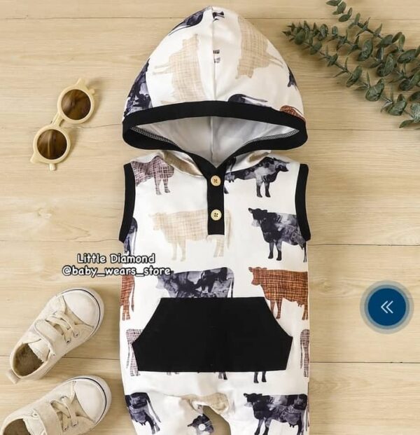 Watercolor cow hooded Romper for baby (free delivery)