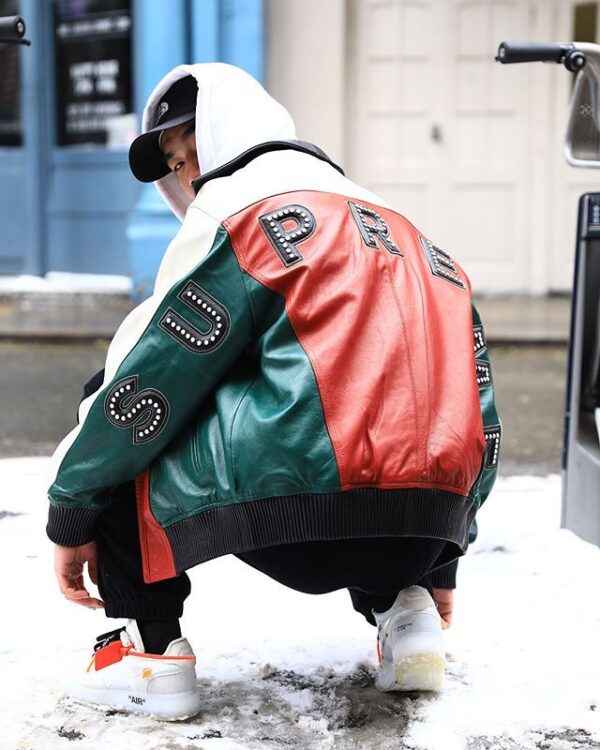 Supreme studded arc logo leather jacket - Streetwear for men(free delivery)