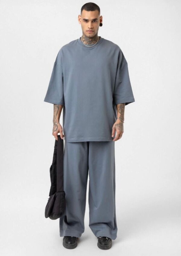 Trendy Crew Neck T-Shirt & Wide Leg Pant